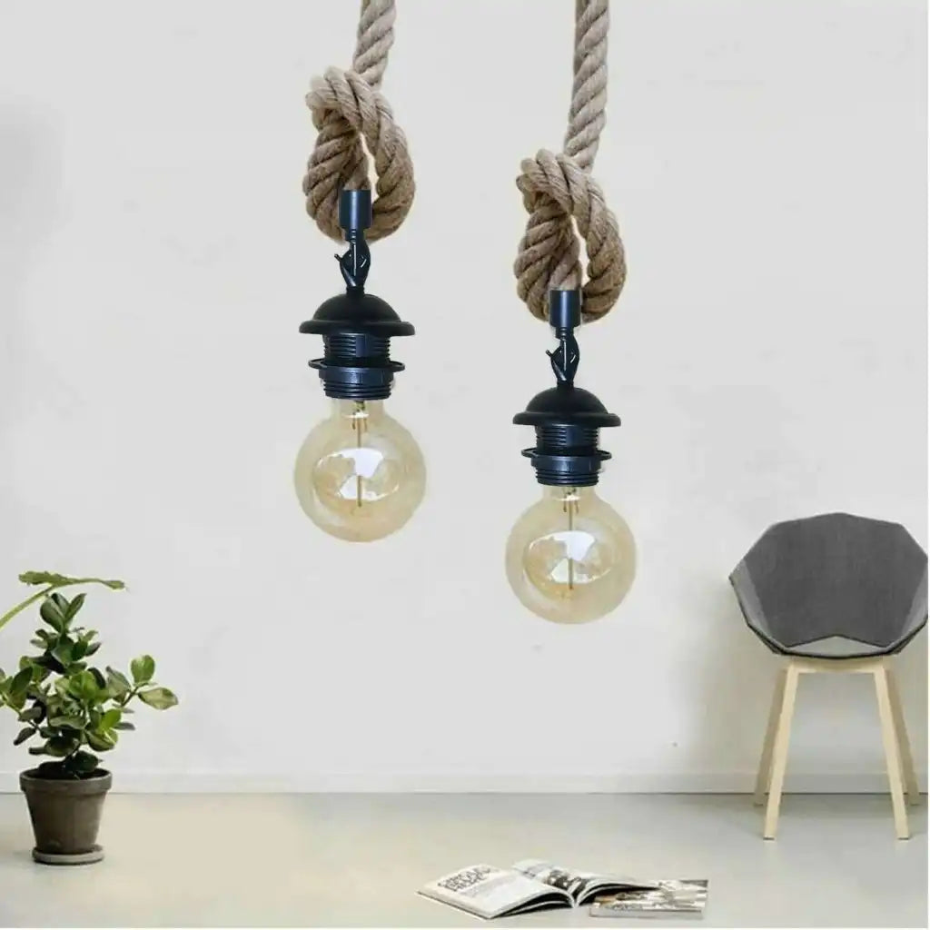 LEDSone Retro Hemp Rope Iron Pendant Hanging Set Home & Garden > Lighting > Lighting Fixtures > Ceiling Light Fixtures > Ceiling Lights > Pendant Lights > Hemp Rope Lights emmy-jane-boutique.myshopify.com
