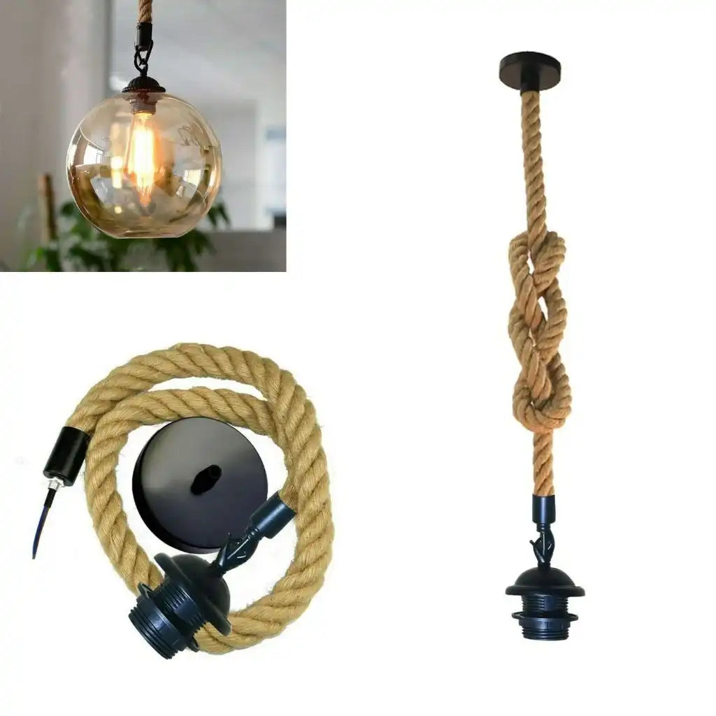 LEDSone Retro Hemp Rope Iron Pendant Hanging Set Home & Garden > Lighting > Lighting Fixtures > Ceiling Light Fixtures > Ceiling Lights > Pendant Lights > Hemp Rope Lights emmy-jane-boutique.myshopify.com