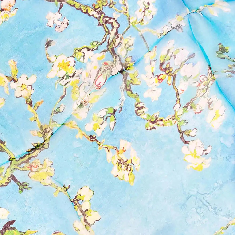 Signare Tapestry 100% Pure Silk Scarf - Blue - Van Gogh Almond Blossom Apparel & Accessories > Clothing Accessories > Scarves & Shawls > Scarves > Silk Scarves > Blue Scarves > 100% Pure Silk Scarf > Van Gogh Almond Blossom emmy-jane-boutique.myshopify.com