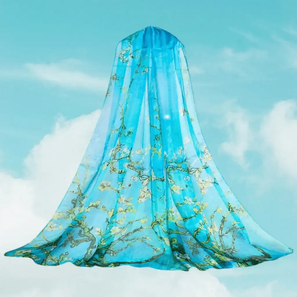 Signare Tapestry 100% Pure Silk Scarf - Blue - Van Gogh Almond Blossom Apparel & Accessories > Clothing Accessories > Scarves & Shawls > Scarves > Silk Scarves > Blue Scarves > 100% Pure Silk Scarf > Van Gogh Almond Blossom emmy-jane-boutique.myshopify.com