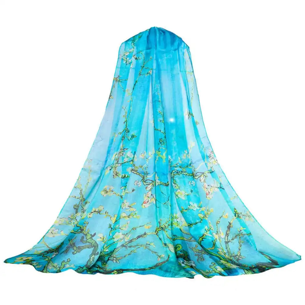 Signare Tapestry 100% Pure Silk Scarf - Blue - Van Gogh Almond Blossom Apparel & Accessories > Clothing Accessories > Scarves & Shawls > Scarves > Silk Scarves > Blue Scarves > 100% Pure Silk Scarf > Van Gogh Almond Blossom emmy-jane-boutique.myshopify.com