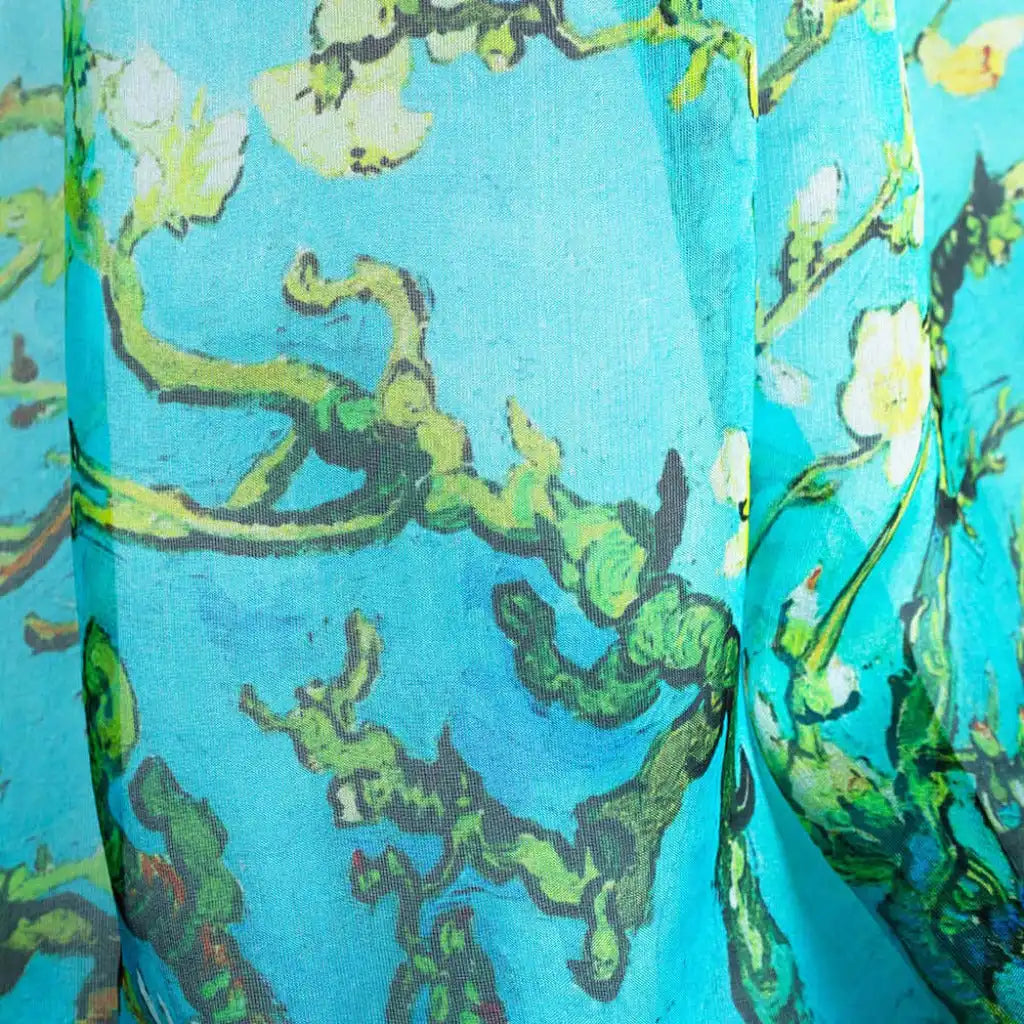 Signare Tapestry 100% Pure Silk Scarf - Blue - Van Gogh Almond Blossom Apparel & Accessories > Clothing Accessories > Scarves & Shawls > Scarves > Silk Scarves > Blue Scarves > 100% Pure Silk Scarf > Van Gogh Almond Blossom emmy-jane-boutique.myshopify.com