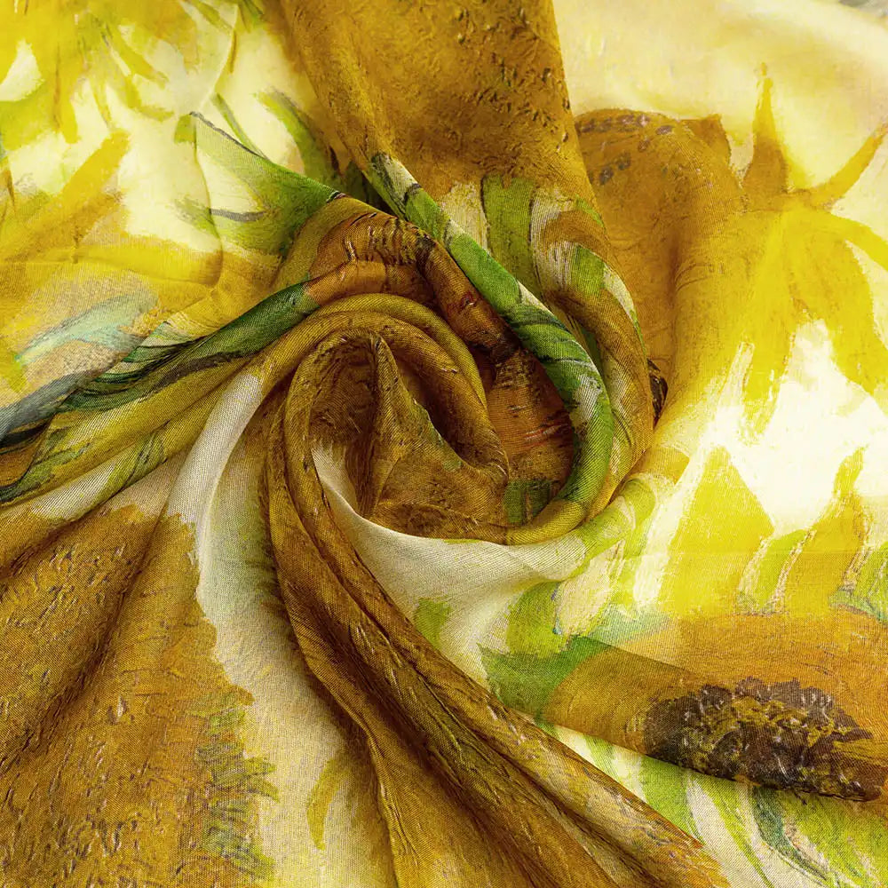 Signare Tapestry Van Gogh Sunflowers - 100% Pure Silk Scarf Art Scarf emmy-jane-boutique.myshopify.com