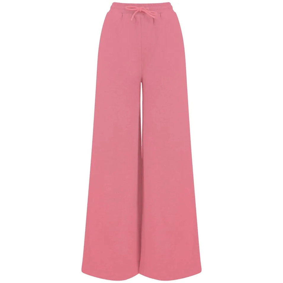 Pink wide-leg pants on a white background
