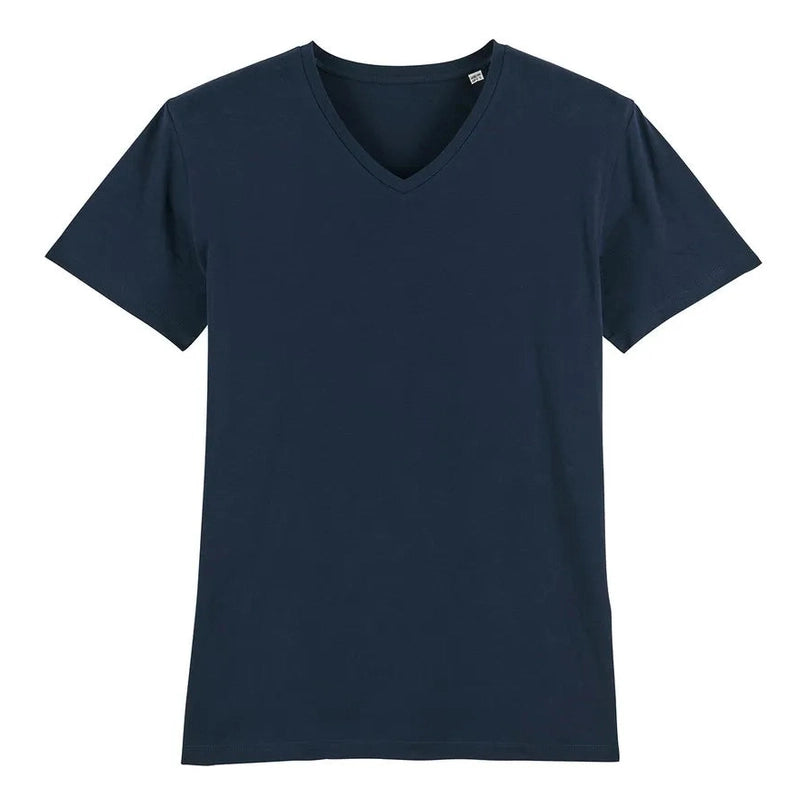 Navy blue t-shirt on a white background