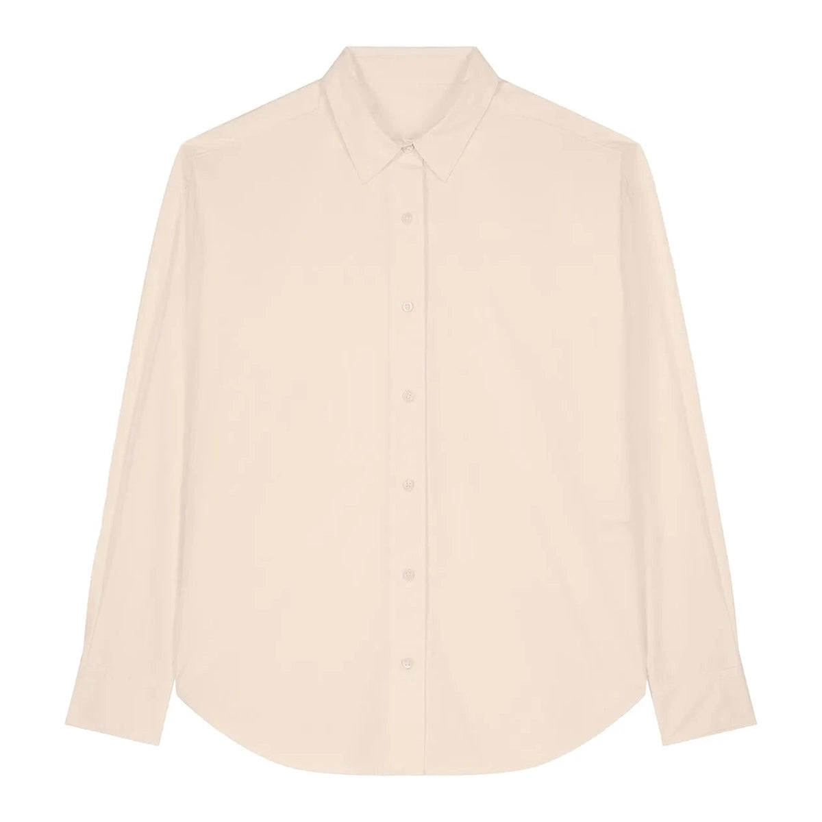 Beige button-up shirt on a white background