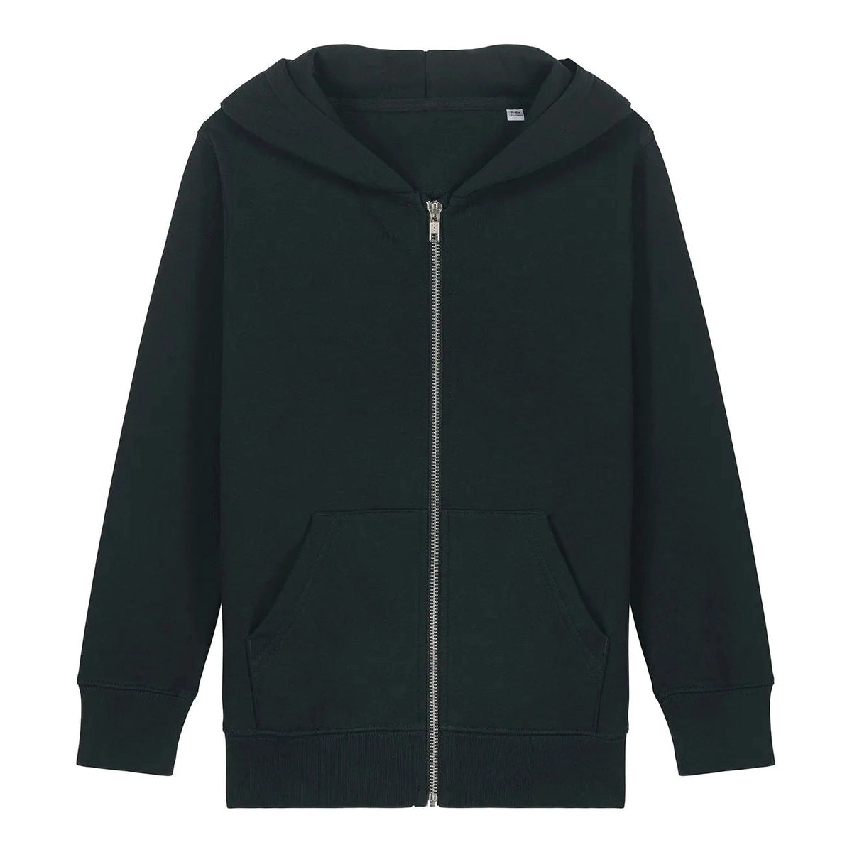 Black hoodie with a zipper on a white background