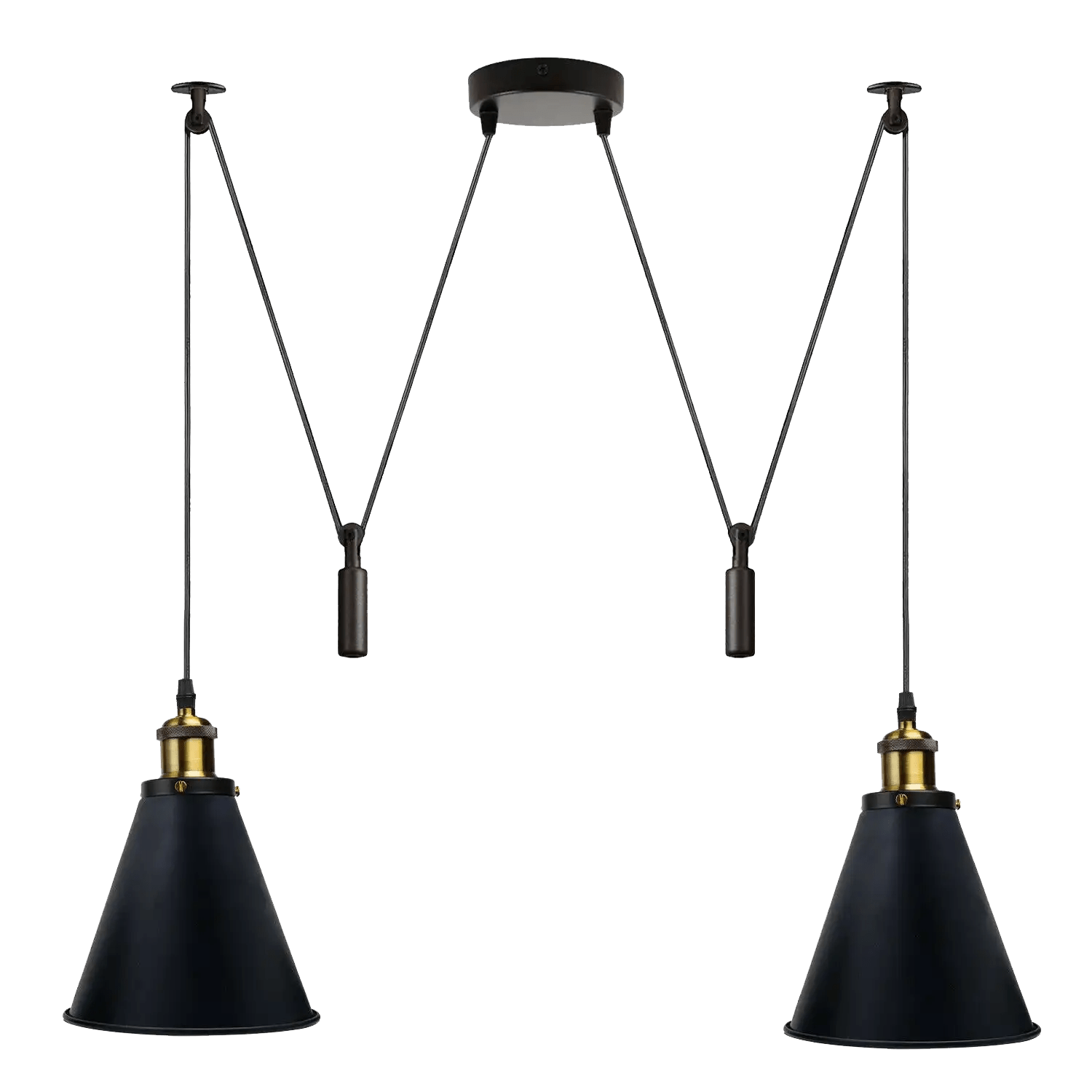 LEDSone Retro Industrial Metal Cone Shape Bar Shade Black Ceiling Pendant Light Home & Garden > Lighting > Lighting Fixtures > Ceiling Light Fixtures > Spider Lights > Ceiling Pendant Light > Multi Outlet 2 Way Ceiling Light emmy-jane-boutique.myshopify.com
