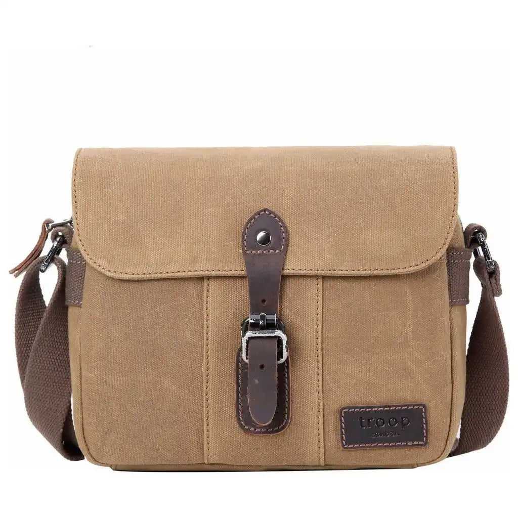 Troop London Troop London - Heritage - Canvas Leather Across body Bag, Small Travel Bag 3032 - Apparel & Accessories > Handbags, Wallets & Cases > Handbags > Crossbody Bags emmy-jane-boutique.myshopify.com