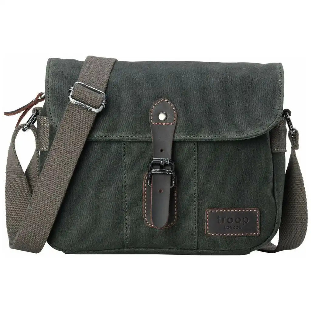 Troop London Troop London - Heritage - Canvas Leather Across body Bag, Small Travel Bag 3032 - Apparel & Accessories > Handbags, Wallets & Cases > Handbags > Crossbody Bags emmy-jane-boutique.myshopify.com