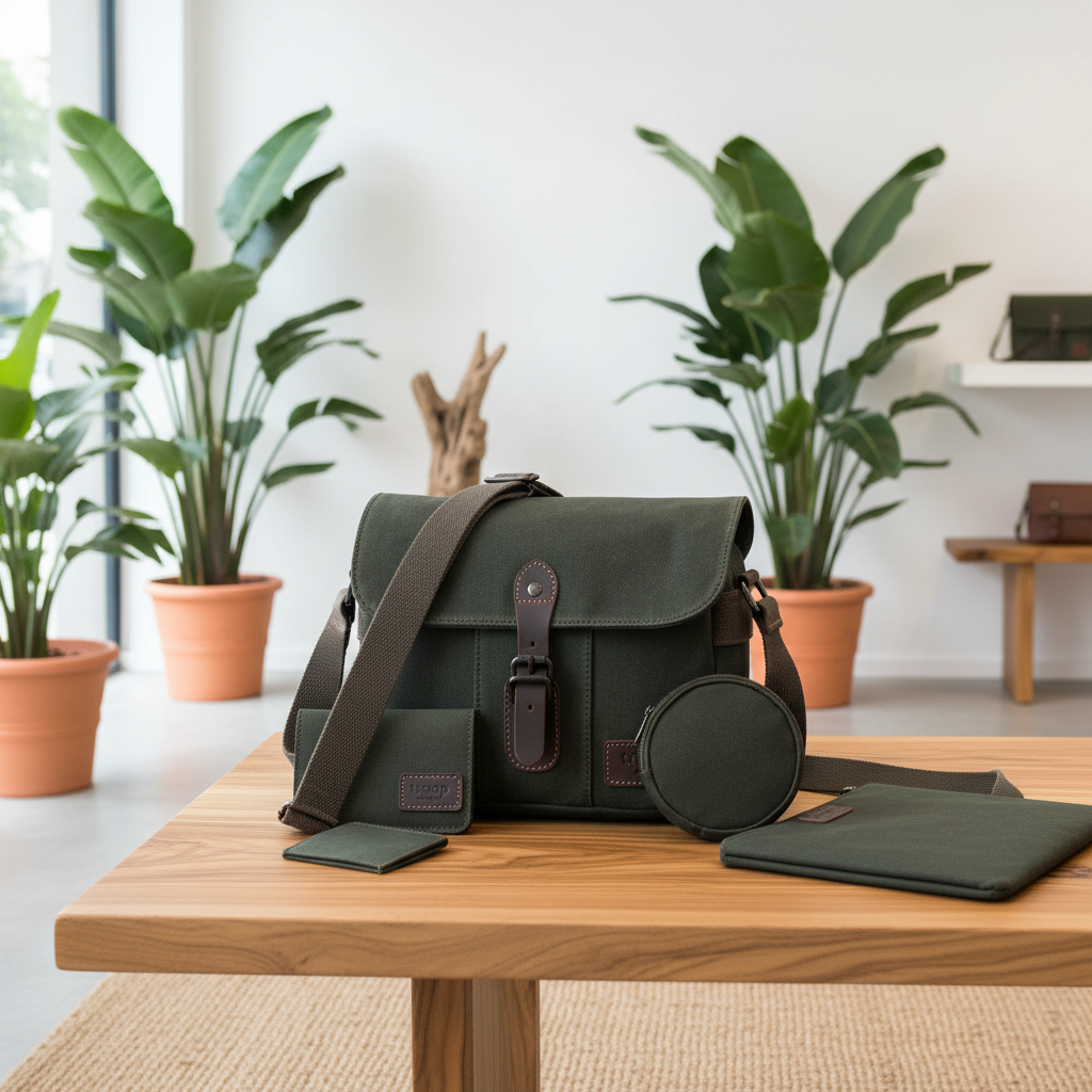 Troop London - Heritage - Canvas Leather Across body Bag, Small Travel Bag
