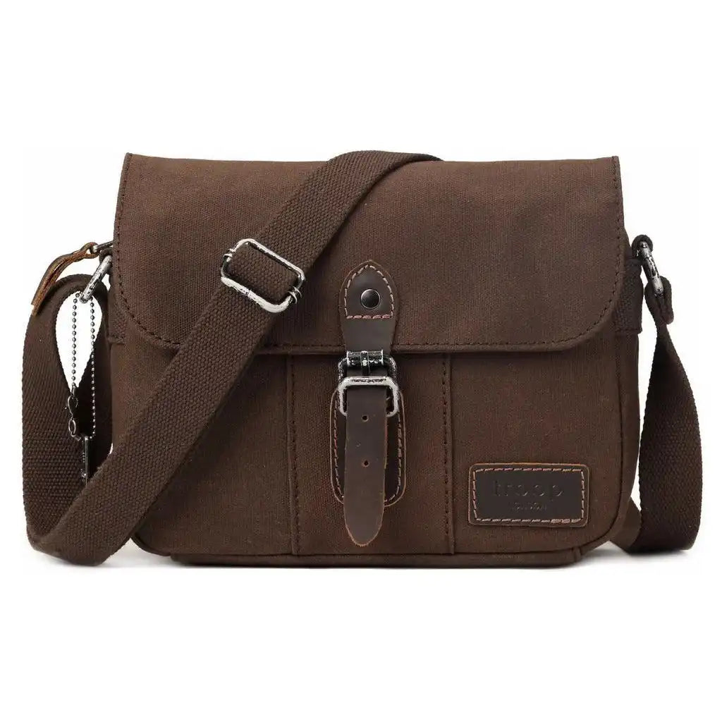 Troop London Troop London - Heritage - Canvas Leather Across body Bag, Small Travel Bag 3032 - Apparel & Accessories > Handbags, Wallets & Cases > Handbags > Crossbody Bags emmy-jane-boutique.myshopify.com