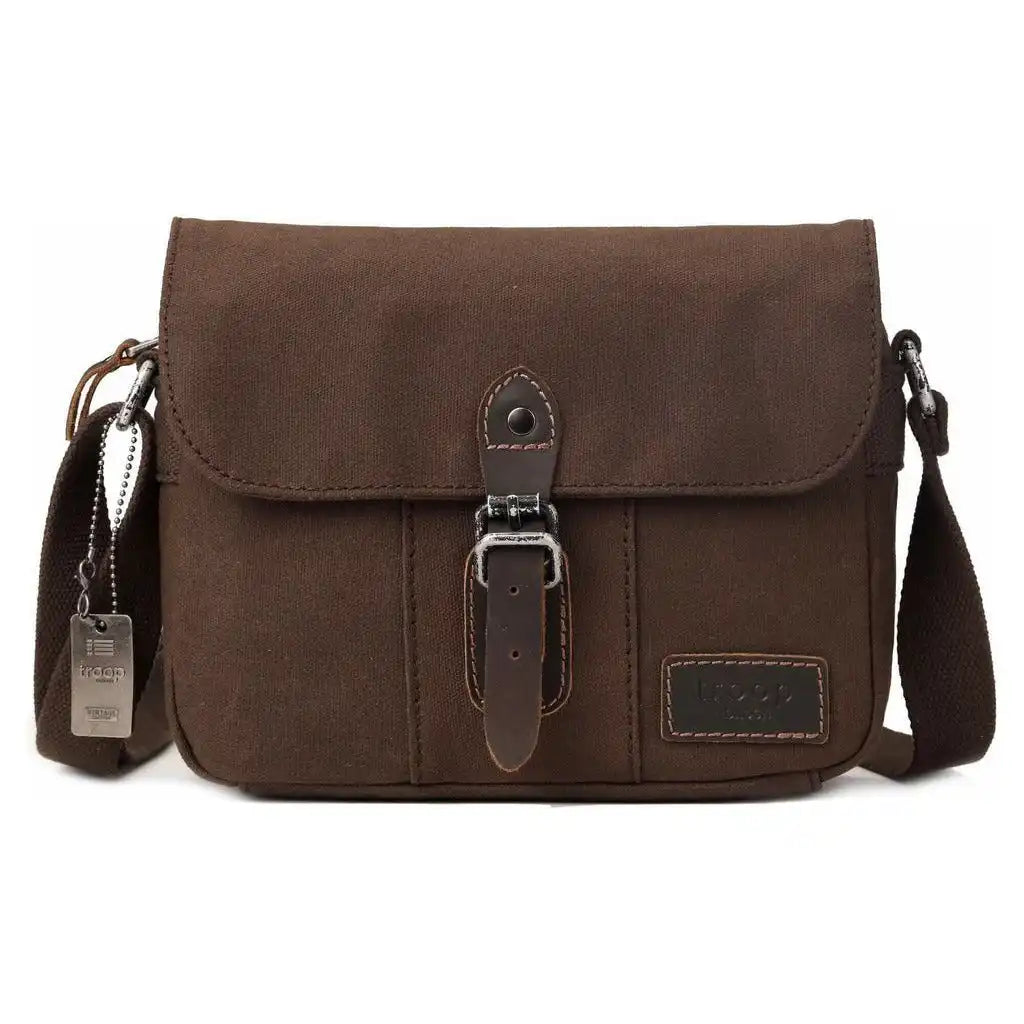 Troop London Troop London - Heritage - Canvas Leather Across body Bag, Small Travel Bag 3032 - Apparel & Accessories > Handbags, Wallets & Cases > Handbags > Crossbody Bags emmy-jane-boutique.myshopify.com
