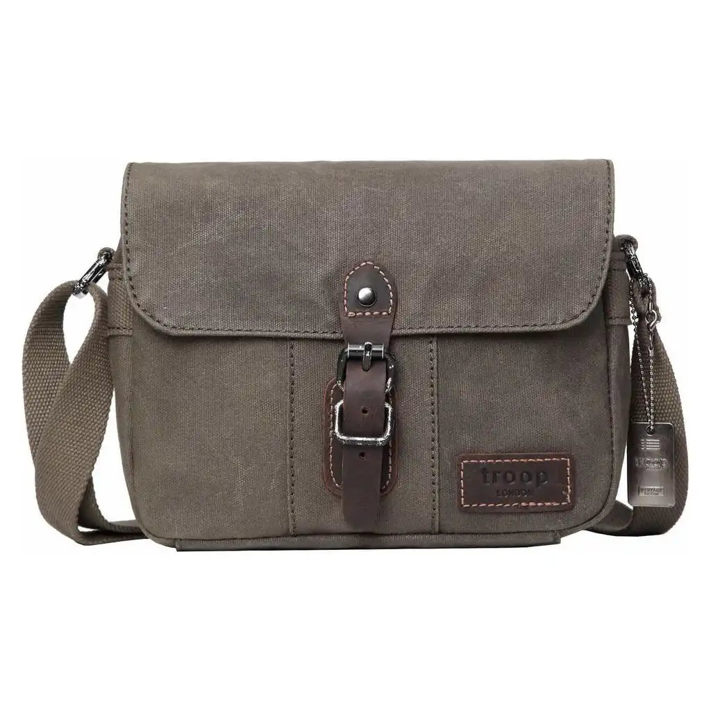 Troop London Troop London - Heritage - Canvas Leather Across body Bag, Small Travel Bag 3032 - Apparel & Accessories > Handbags, Wallets & Cases > Handbags > Crossbody Bags emmy-jane-boutique.myshopify.com