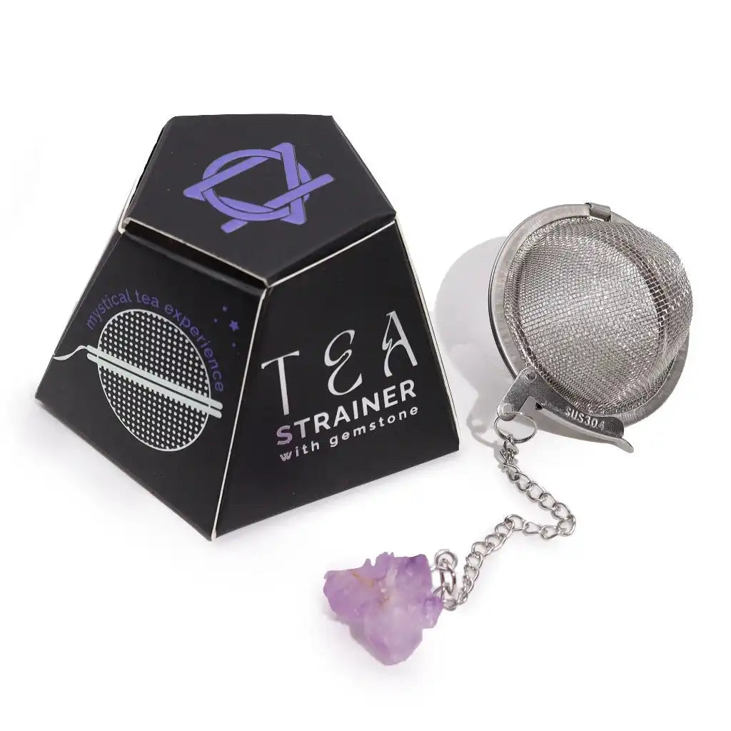 Ancient Wisdom Tea Strainer - Raw Gemstone & Stainless Steel Tea Strainer- Tea Gift Home & Garden > Kitchen & Dining > Kitchen Tools & Utensils > Tea Strainers > Raw Gemstone Tea Strainers > Stainless Steel Tea Strainers > Tea Gifts emmy-jane-boutique.myshopify.com