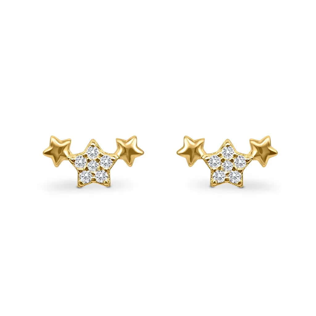Vianne Jewellery Trio of Stars Earrings in 18k Gold Plated Silver Clothing & Accessories > Jewellery & Watches > Earrings > Womens Earrings > Stud Earrings > Womens Star Earrings > Christmas Earrings > Gold Star Earrings emmy-jane-boutique.myshopify.com