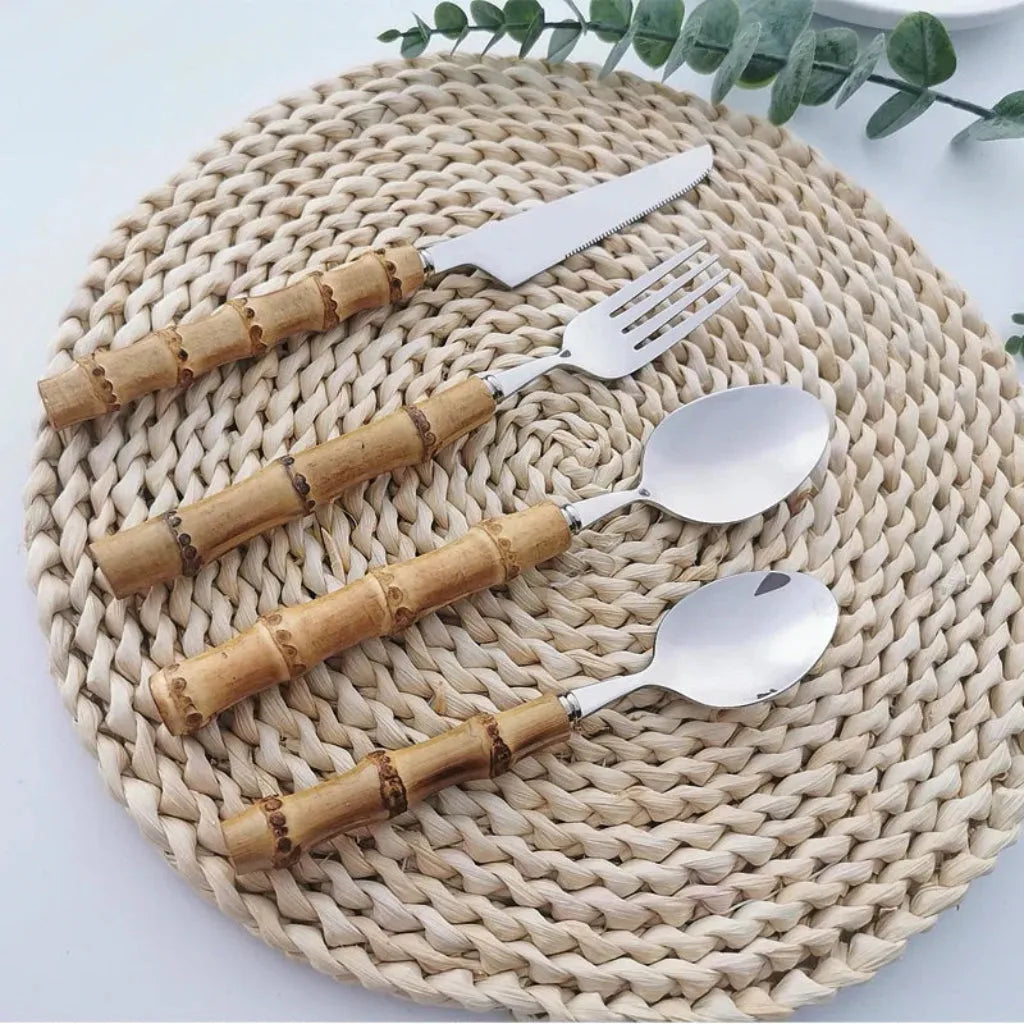 Nisu Home Bamboo Cutlery Set - Nakuti Cutlery Stainless Steel Home & Garden > Kitchen & Dining > Tableware > Cutlery > Cutlery Sets > Silver Stainless Steel Cutlery Sets > Bamboo Cutlery Set > Nakuti Cutlery emmy-jane-boutique.myshopify.com