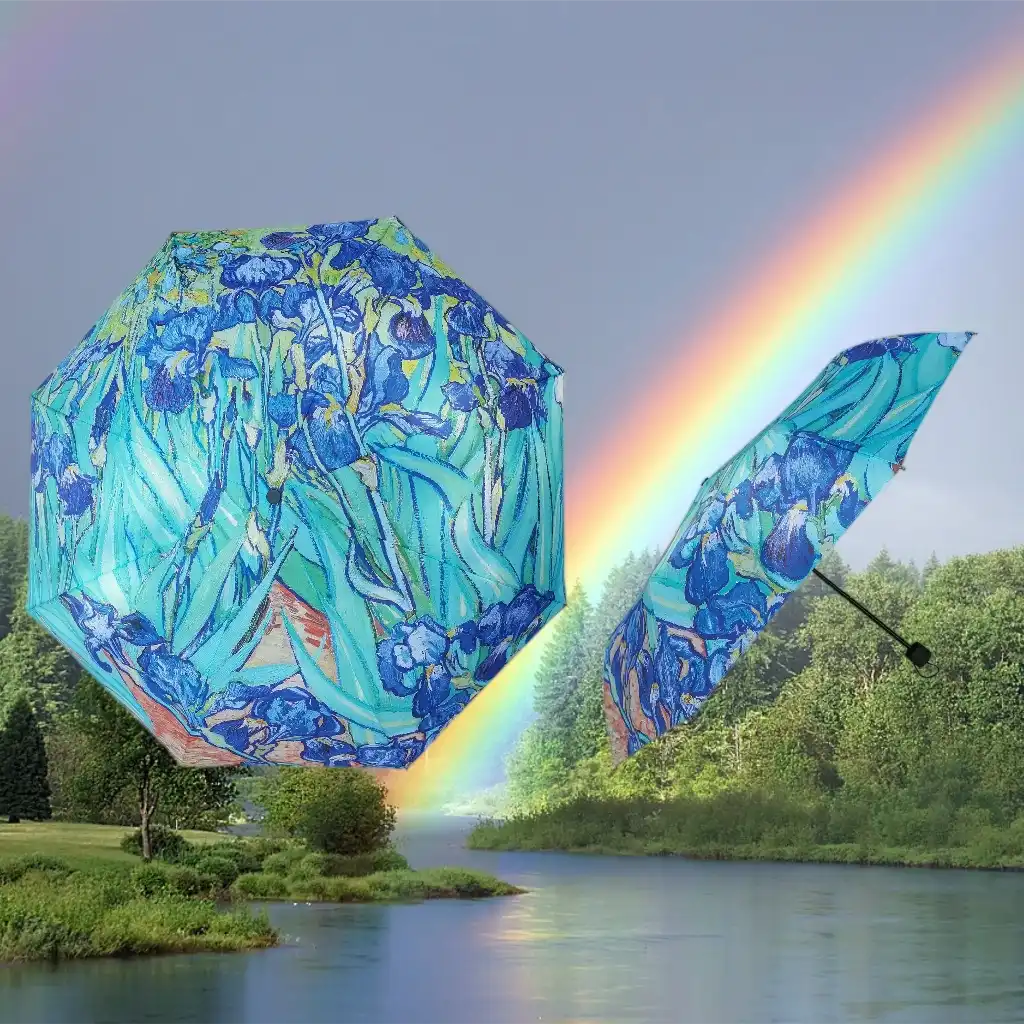 Signare Tapestry Van Gogh Iris - Art Folding Umbrella - Blue Floral Brolly Home & Garden > Parasols & Rain Umbrellas > Van Gogh Iris Umbrella > Art Folding Umbrella > Blue Floral Brolly emmy-jane-boutique.myshopify.com