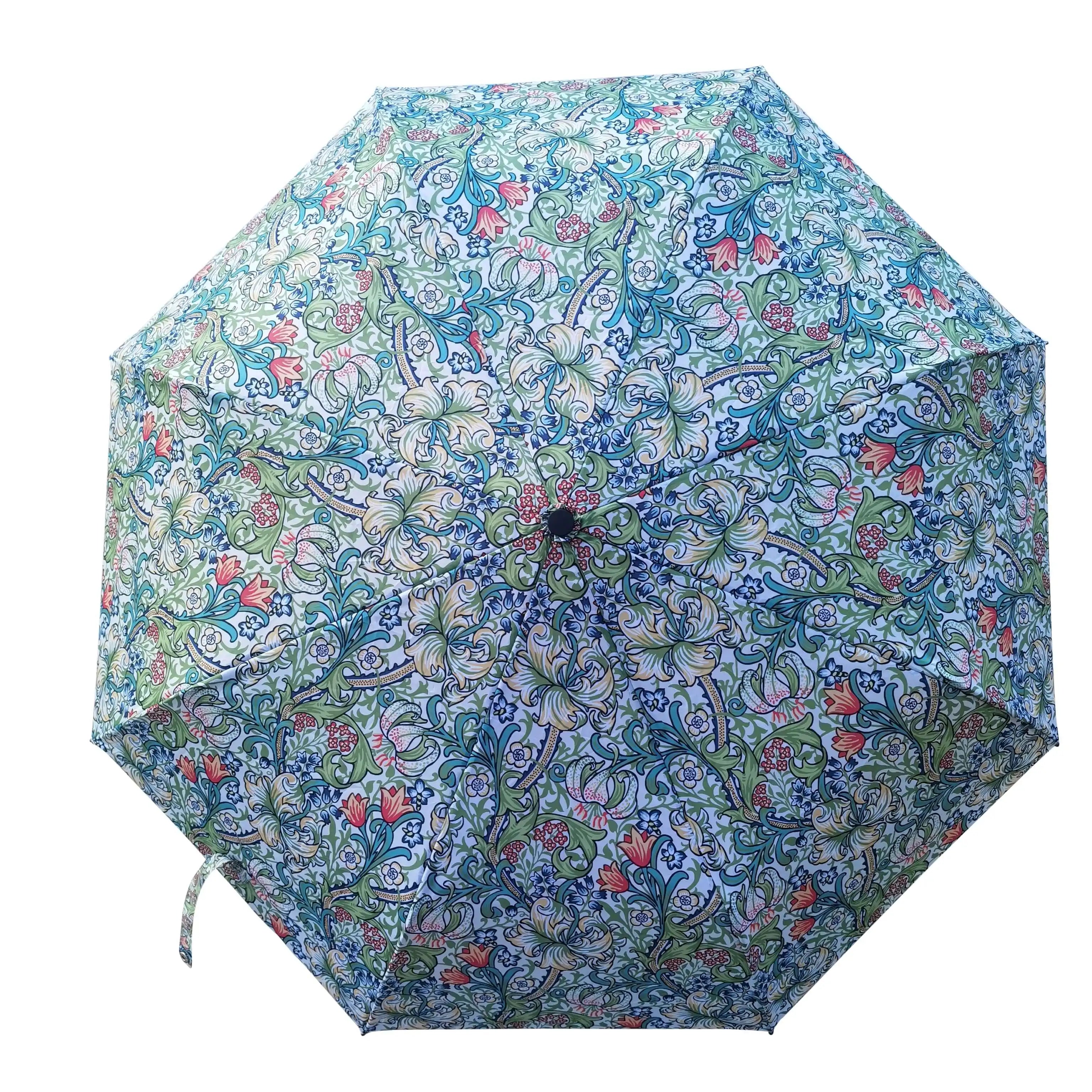 Signare Tapestry William Morris Golden Lily - Art Folding Umbrella Home & Garden > Parasols & Rain Umbrellas > William Morris Golden Lily Umbrella > Art Folding Umbrella > Blue Floral Brolly emmy-jane-boutique.myshopify.com
