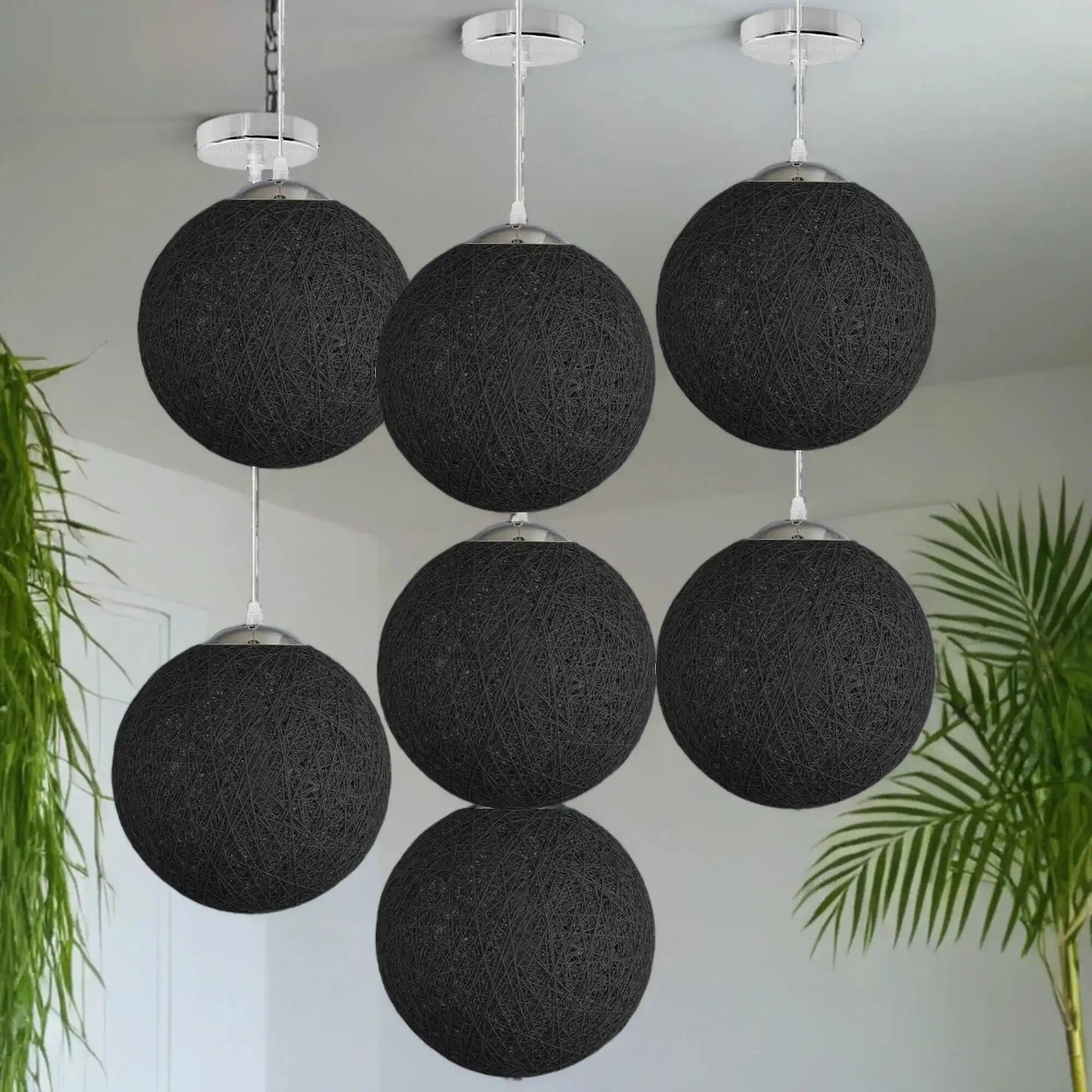 LEDSone Black Ceiling Light with Single Ball Hanging Indoor Lamp Home & Garden > Lighting > Lighting Fixtures > Ceiling Light Fixtures > Bamboo Ceiling Lights > Black Ceiling Lights > Pendant Lights > Bamboo Lights emmy-jane-boutique.myshopify.com