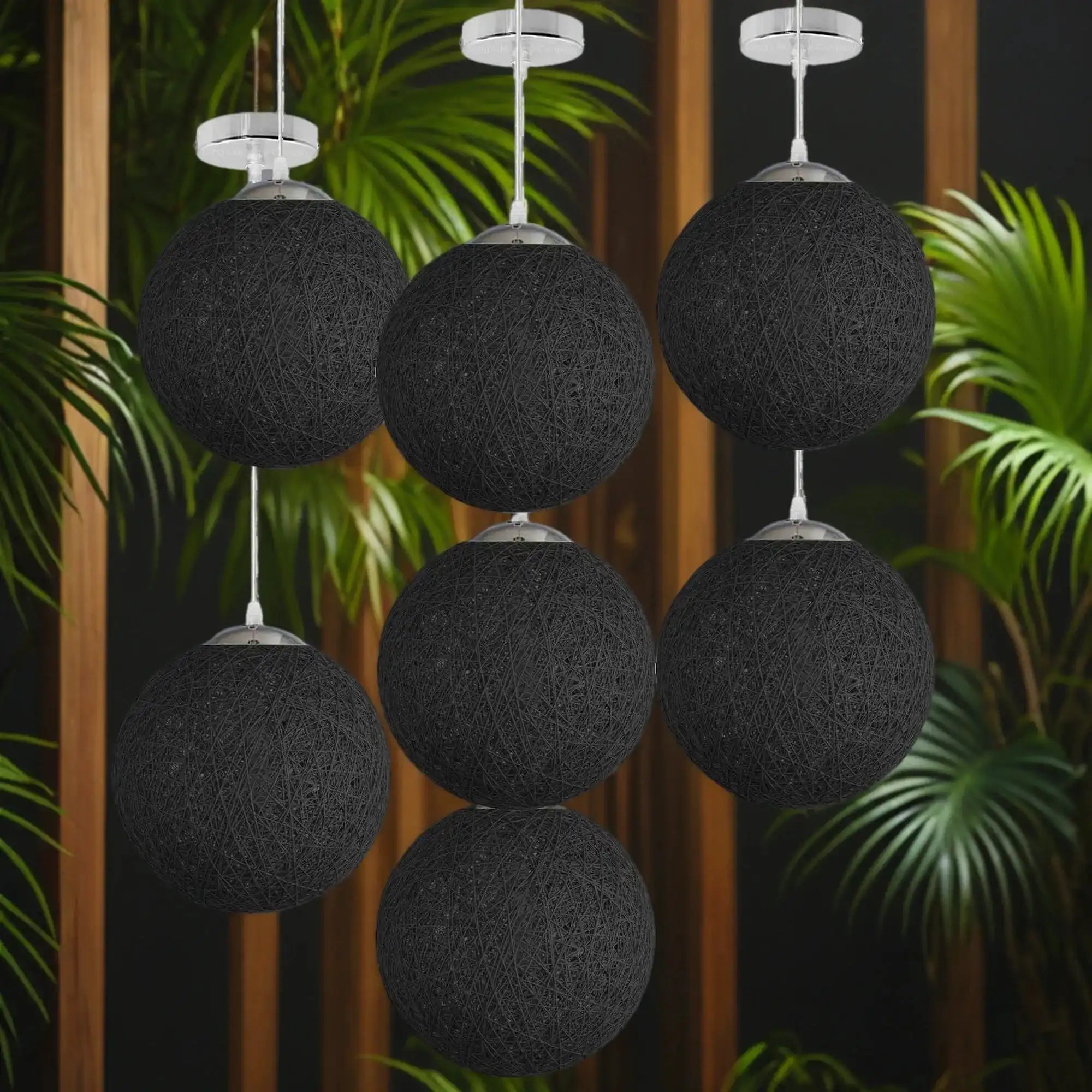 LEDSone Black Ceiling Light with Single Ball Hanging Indoor Lamp Home & Garden > Lighting > Lighting Fixtures > Ceiling Light Fixtures > Bamboo Ceiling Lights > Black Ceiling Lights > Pendant Lights > Bamboo Lights emmy-jane-boutique.myshopify.com