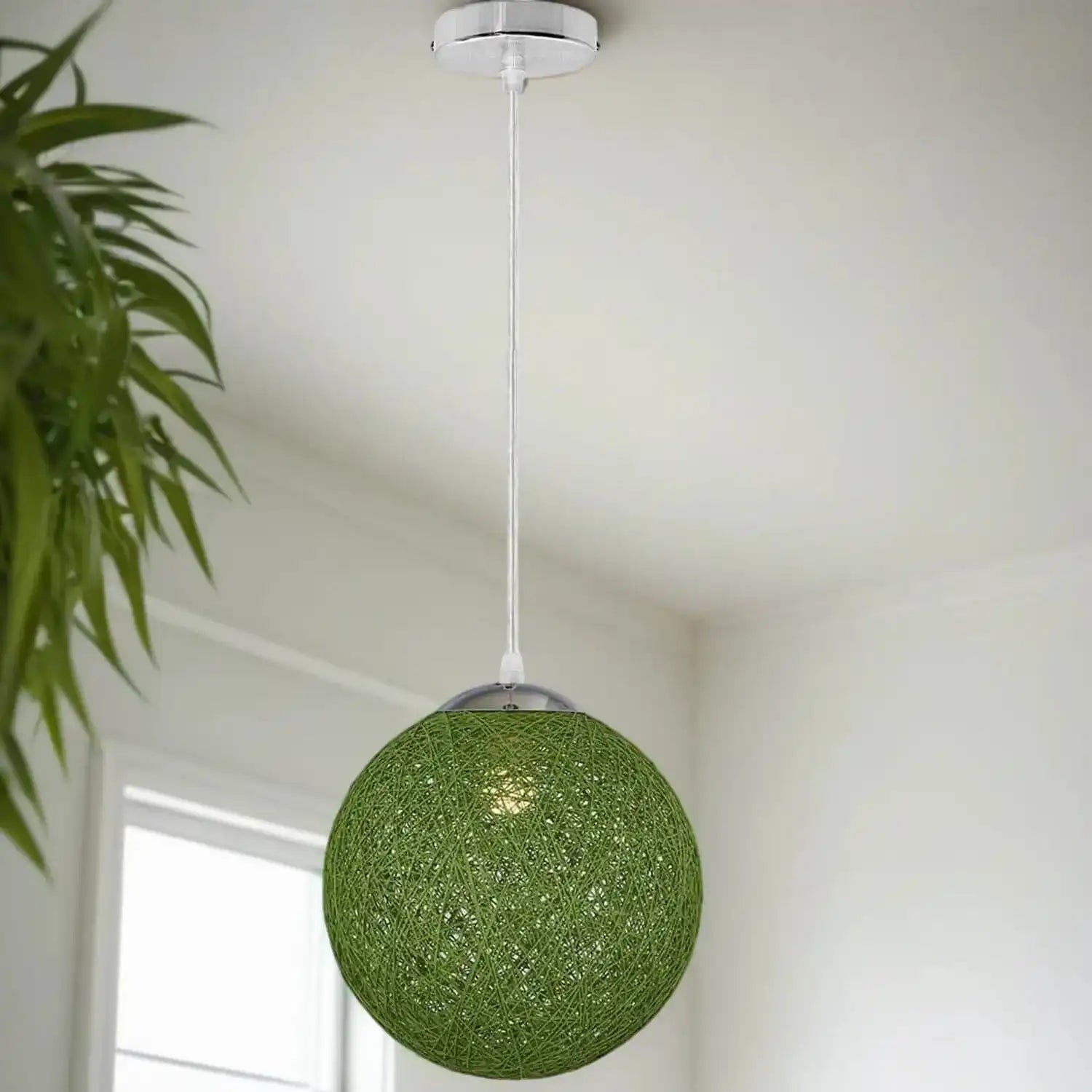 LEDSone UK Ltd Green Wicker Rattan Lampshade Ceiling Sepak Takraw Pendant Lamp Home & Garden > Lighting > Lighting Fixtures > Ceiling Light Fixtures > Bamboo Ceiling Lights > Green Ceiling Lights > Pendant Lights > Bamboo Lights emmy-jane-boutique.myshopify.com