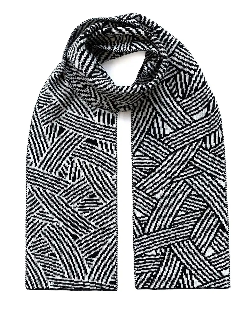 INGMARSON Geometric Striped Wool and Cashmere Scarf Black & White Clothing & Accessories > Clothing Accessories > Scarves & Snoods > Scarves > Winter Scarves > Geometric Scarves > Striped Wool and Cashmere Scarf emmy-jane-boutique.myshopify.com