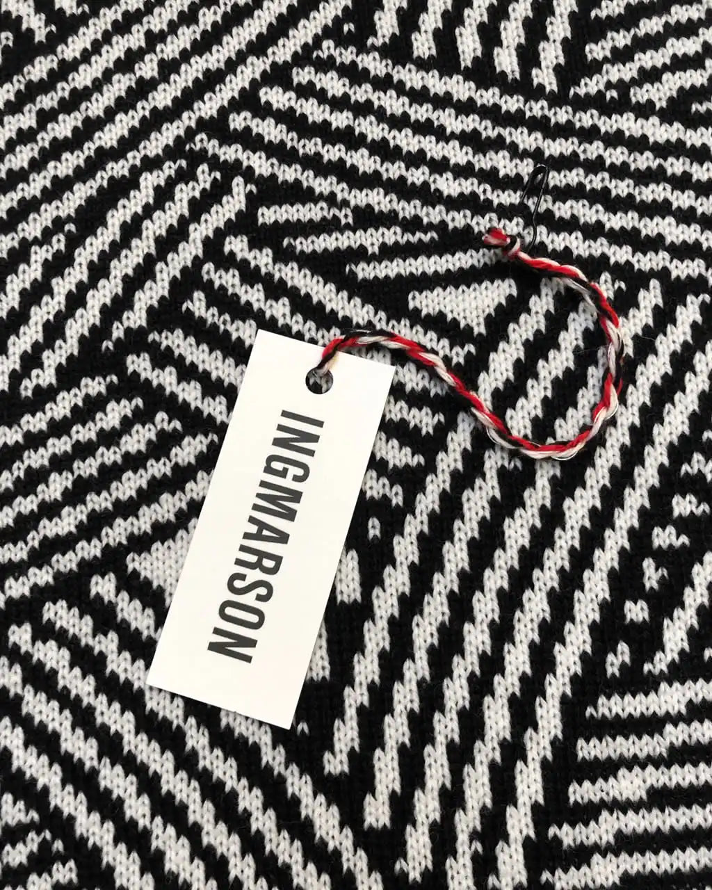 INGMARSON Geometric Striped Wool and Cashmere Scarf Black & White Clothing & Accessories > Clothing Accessories > Scarves & Snoods > Scarves > Winter Scarves > Geometric Scarves > Striped Wool and Cashmere Scarf emmy-jane-boutique.myshopify.com
