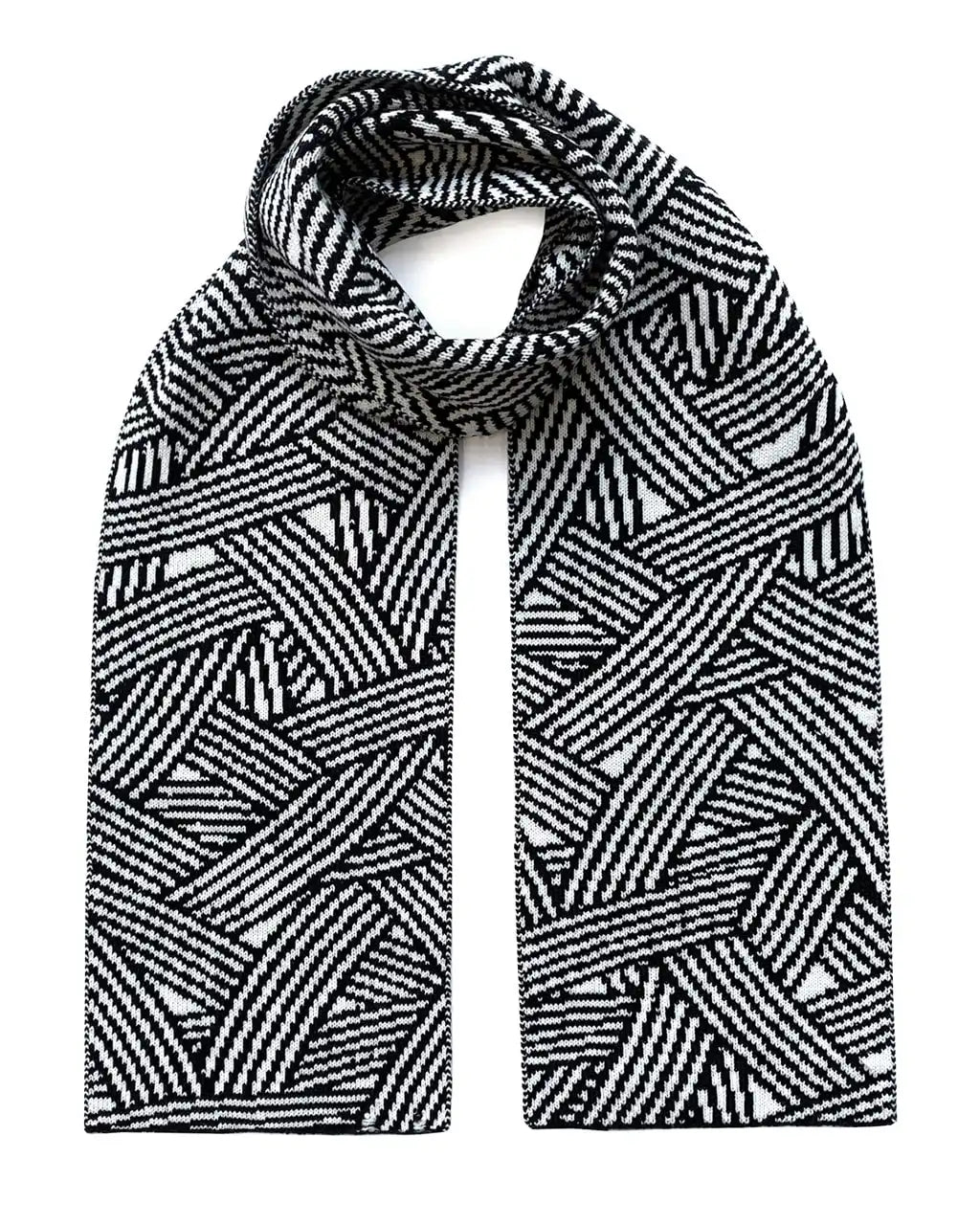INGMARSON Geometric Striped Wool and Cashmere Scarf knitwear emmy-jane-boutique.myshopify.com