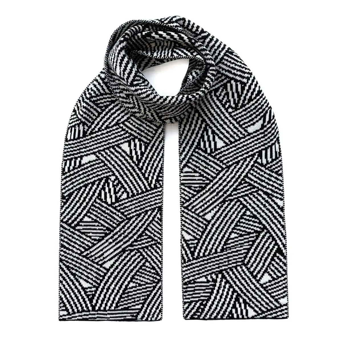 INGMARSON Geometric Striped Wool and Cashmere Scarf knitwear emmy-jane-boutique.myshopify.com