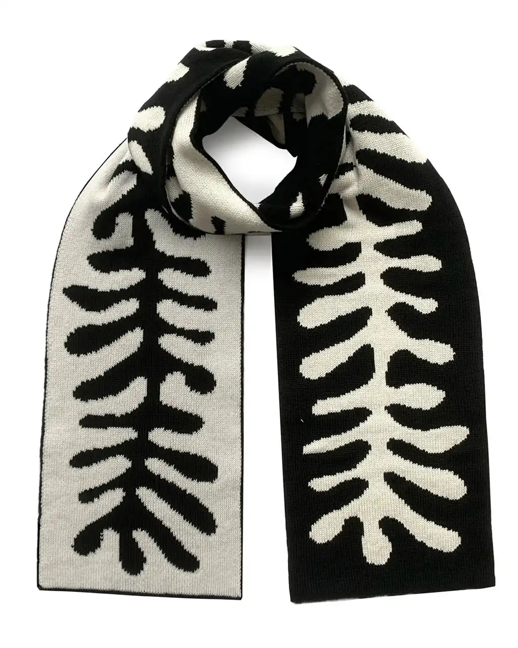 INGMARSON Organic Shape Wool Cashmere Scarf Black & White Clothing & Accessories > Clothing Accessories > Scarves & Snoods > Scarves > Winter Scarves > Geometric Scarves > Striped Wool and Cashmere Scarf emmy-jane-boutique.myshopify.com