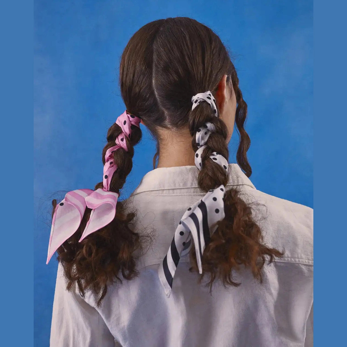 INGMARSON Polka Dot Silk White Neck Scarf Clothing & Accessories > Clothing Accessories > Scarves & Snoods > Scarves > Silk Scarves > Black and White Scarves > Summer Scarves > Stripy Silk Neck Scarf emmy-jane-boutique.myshopify.com