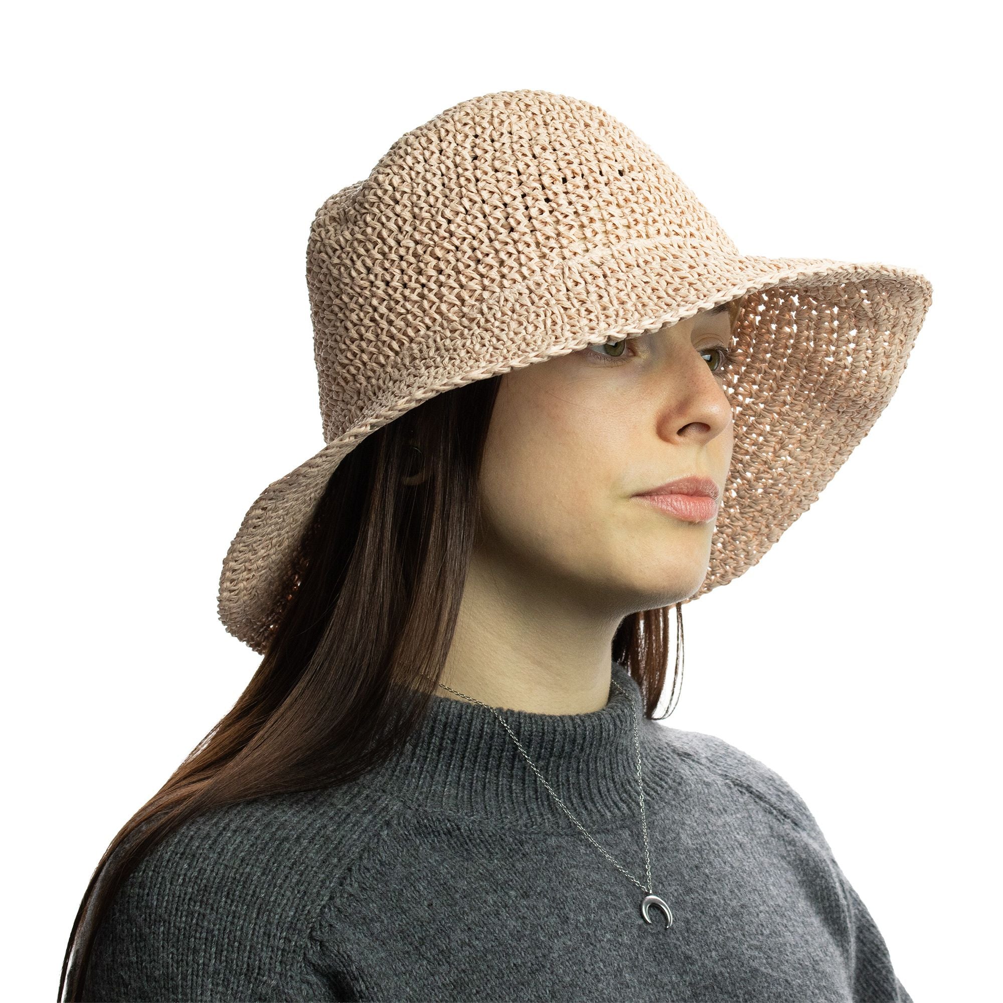 Women’s Blush Pink Floppy Straw Hat
