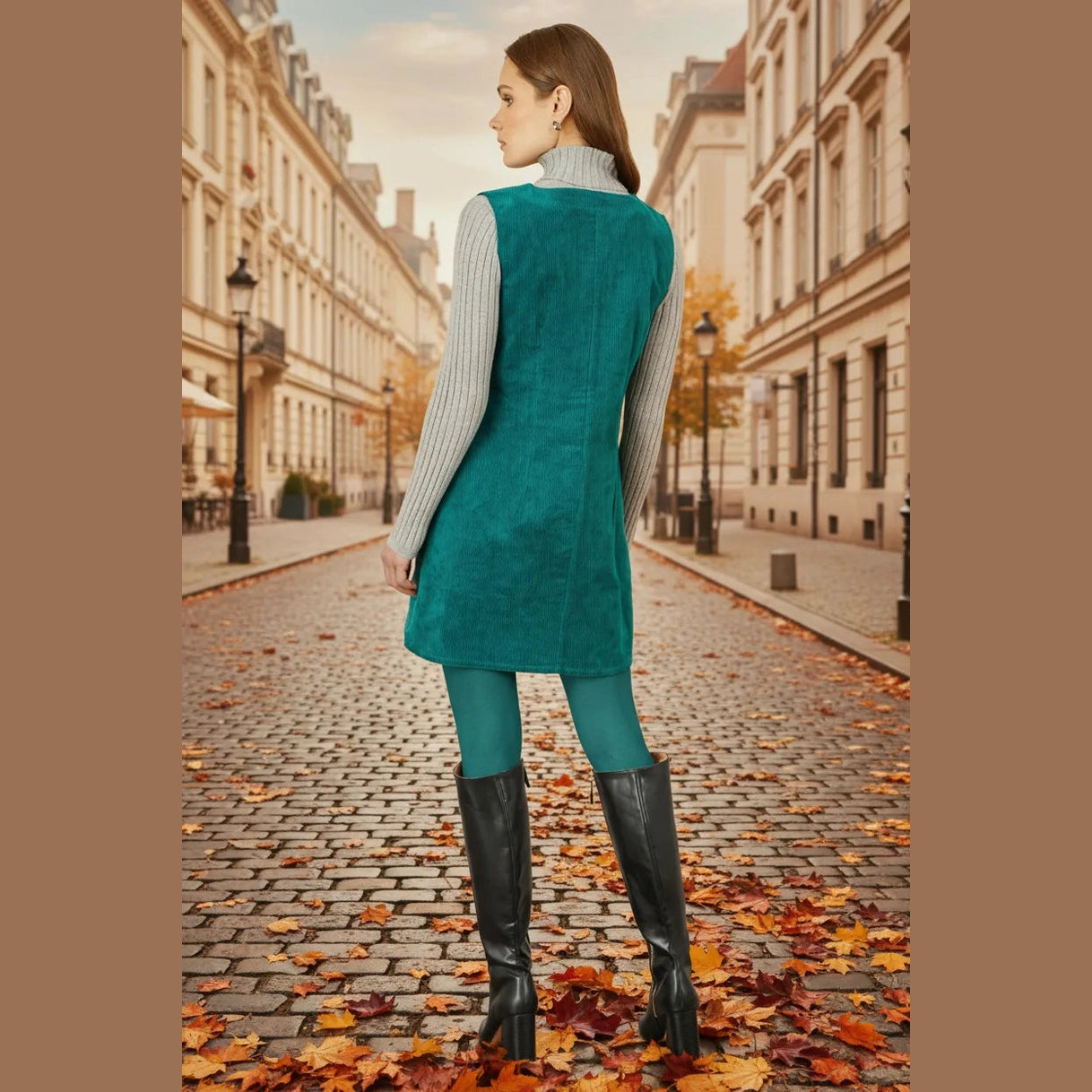 Yumi Pinafore Dress With Pockets Yumi Teal Cord Button Through Clothing & Accessories > Clothing > Dresses > Autumn Dresses > Pimafore Dresses > Cord Dresses > Teal Dresses emmy-jane-boutique.myshopify.com