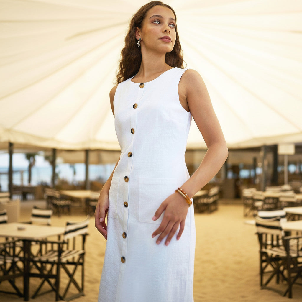 white pocket dress
