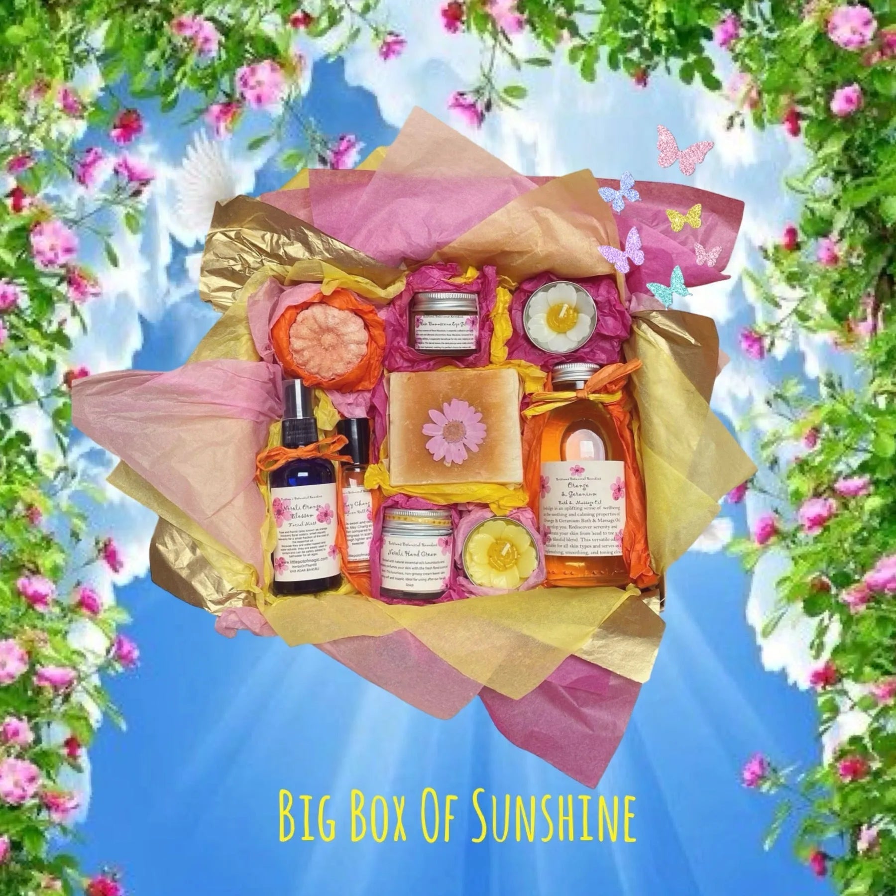 LoveHerbsOnTheHill.com Self Care Gift Set - A Big Box of Sunshine To Lift Your Spirits, Rain or Shine Health & Beauty > Personal Care > Cosmetics > Bath & Body Gift Sets emmy-jane-boutique.myshopify.com