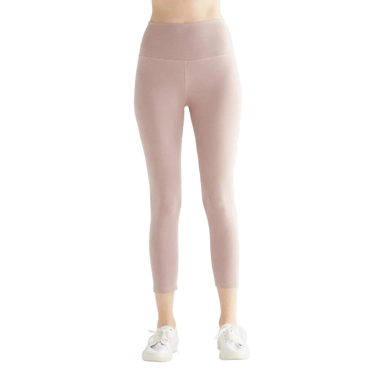 Pink leggings worn by a person on a white background