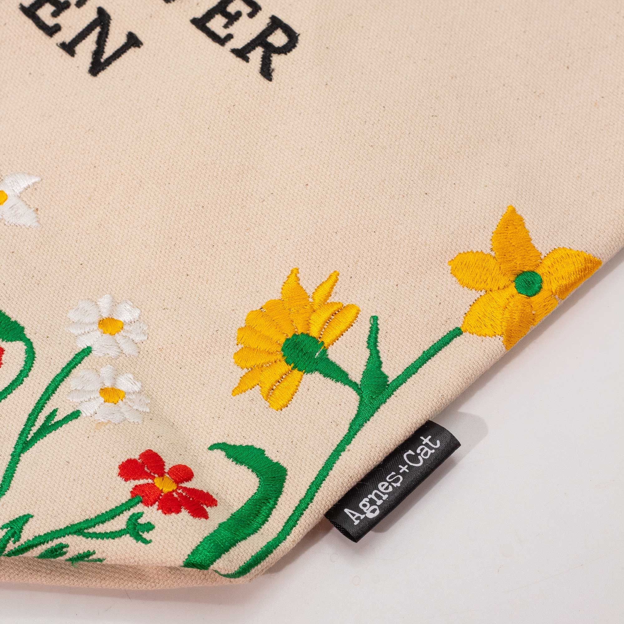 embroidered flower tote bag