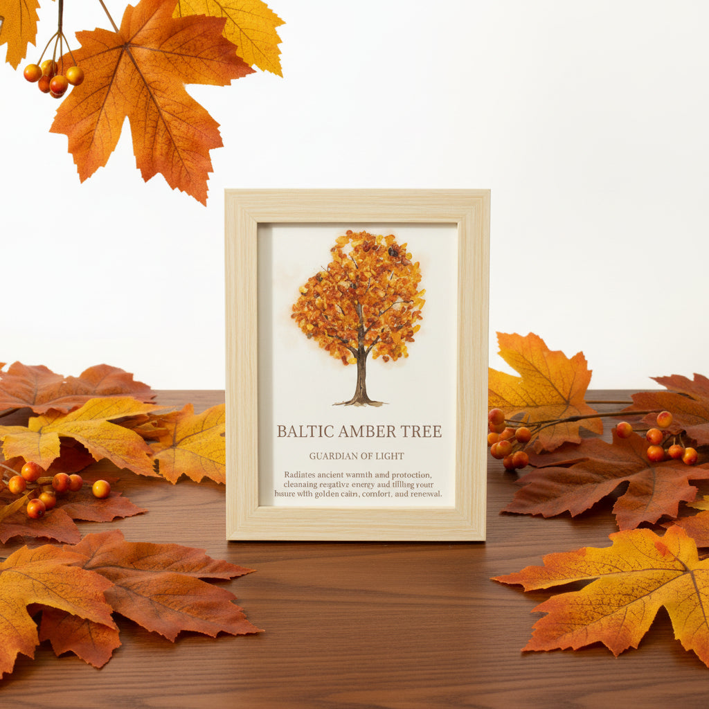 framed amber tree art