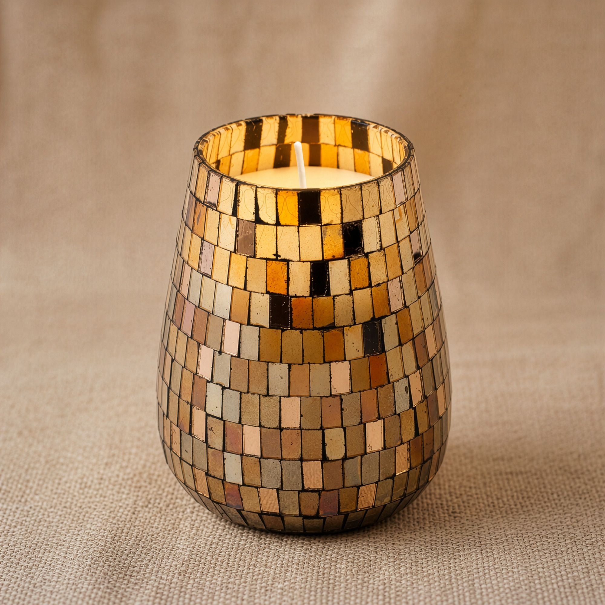 Amber Mosaic Jar Candle for Home Decor