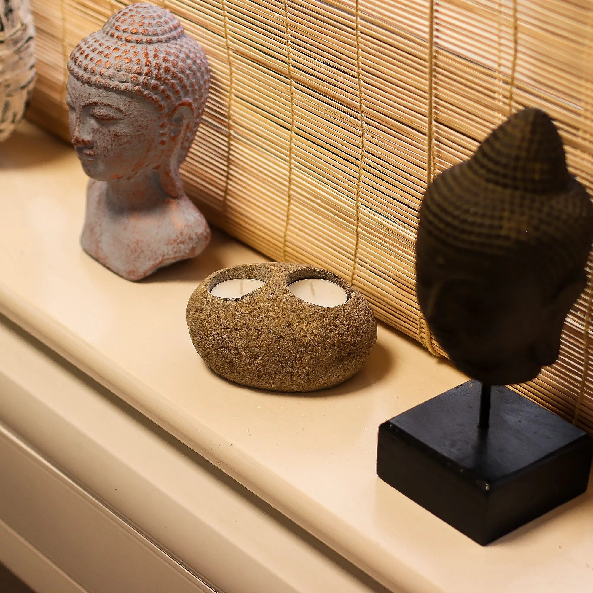 AW-Dropship Natural Riverstone Candle Holder - Double Nightlight Riverside Stone Candle Holders emmy-jane-boutique.myshopify.com