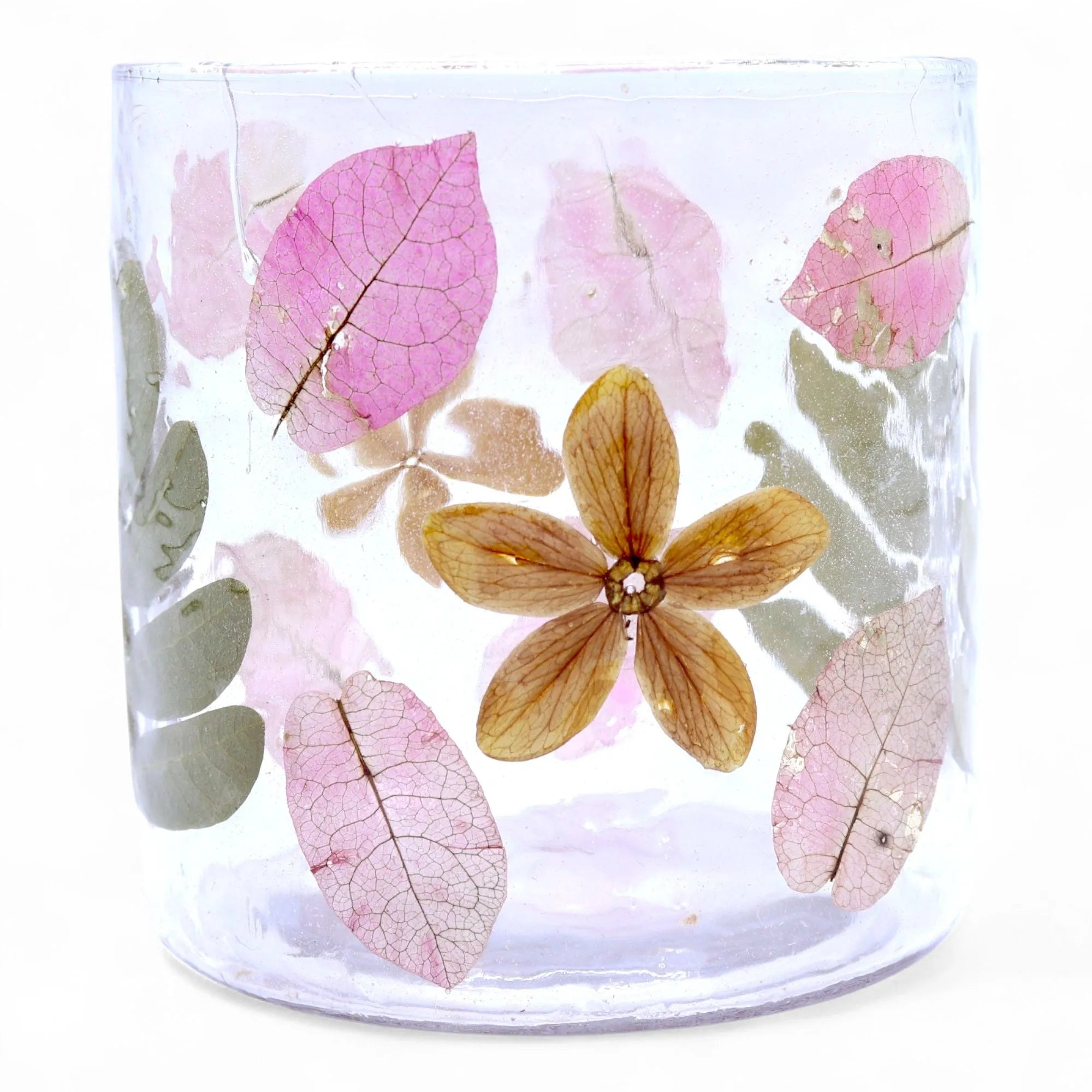 AW-Dropship Natural Floral Glass - Straight Candle Holder - Primavera - (8x8cm) Natural Floral Glass Candle Holders emmy-jane-boutique.myshopify.com
