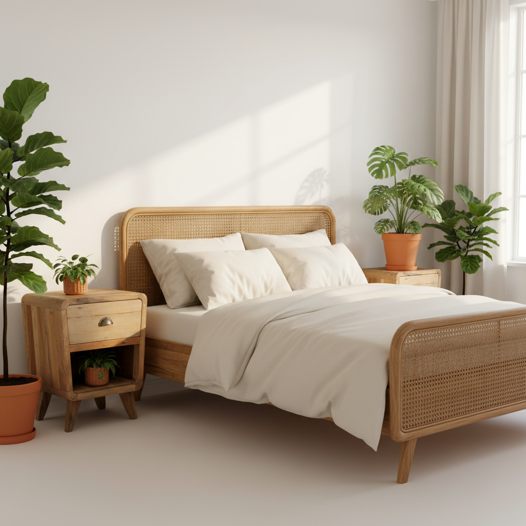 Bedside Table – Round with Drawer – Recycled Teak Wood