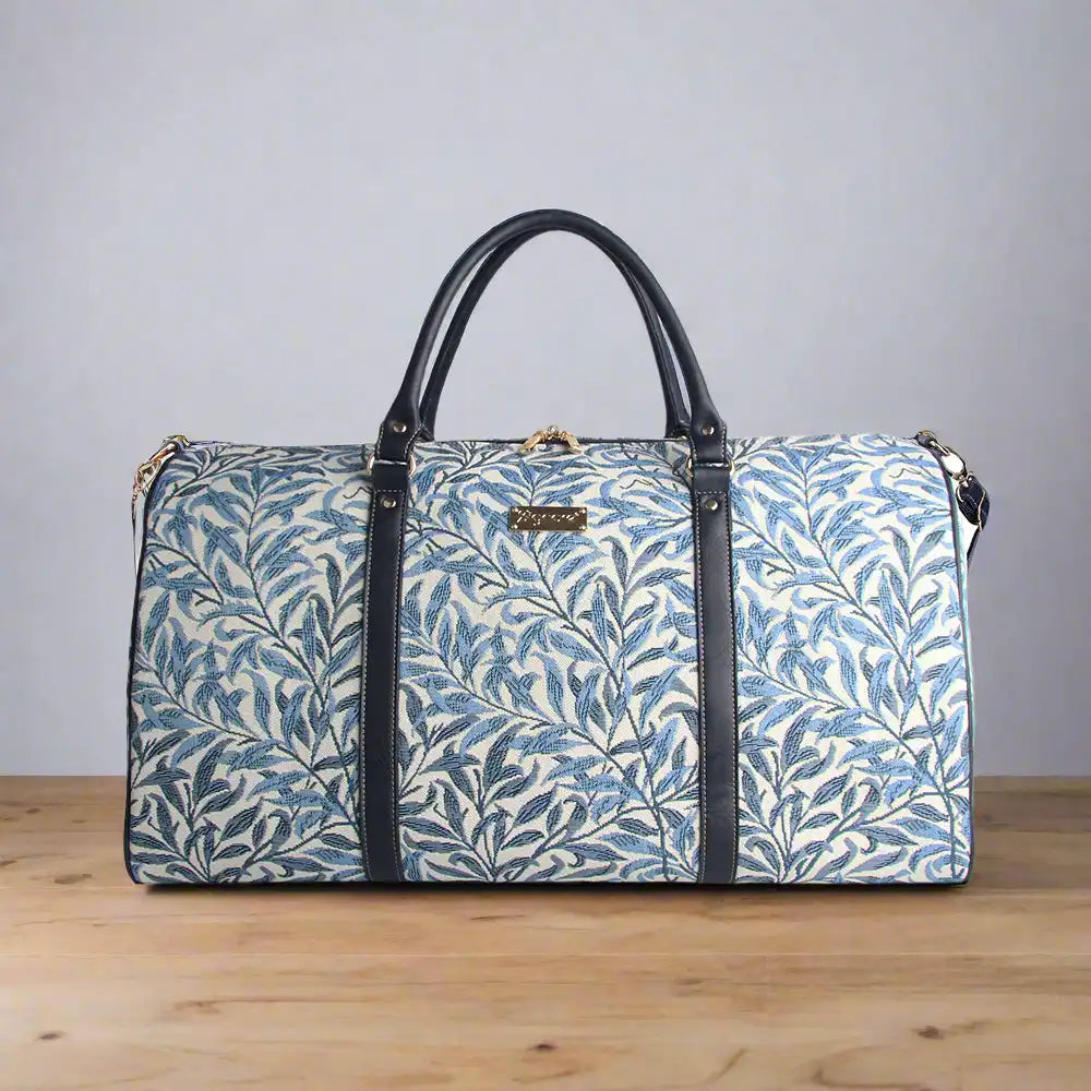 Signare Tapestry William Morris Bag - Willow Bough Duffle Weekend Bag Blue Luggage & Bags > Duffel Bags > Large Holdall > Weekend Bag >William Morris Bag > Willow Bough Duffle Weekend Bag Blue emmy-jane-boutique.myshopify.com