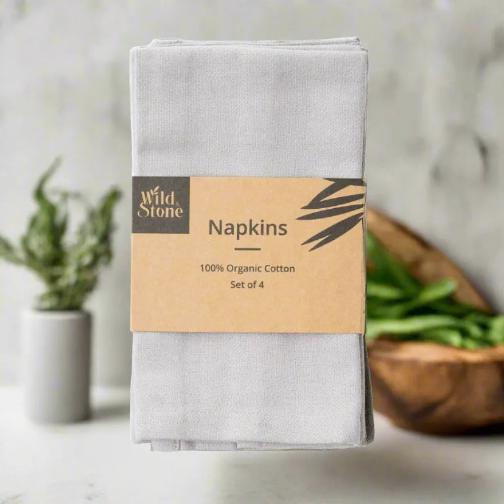 Wild And Stone Organic Cotton Napkins - Blue Green Grey Red Sand - Set of 4 Home & Garden > Linens & Bedding > Table Linen > Cloth Serviettes > Napkins > Organic Cotton Napkins > Blue Green Grey Red Sand Napkins > Set of 4 Napkins emmy-jane-boutique.myshopify.com
