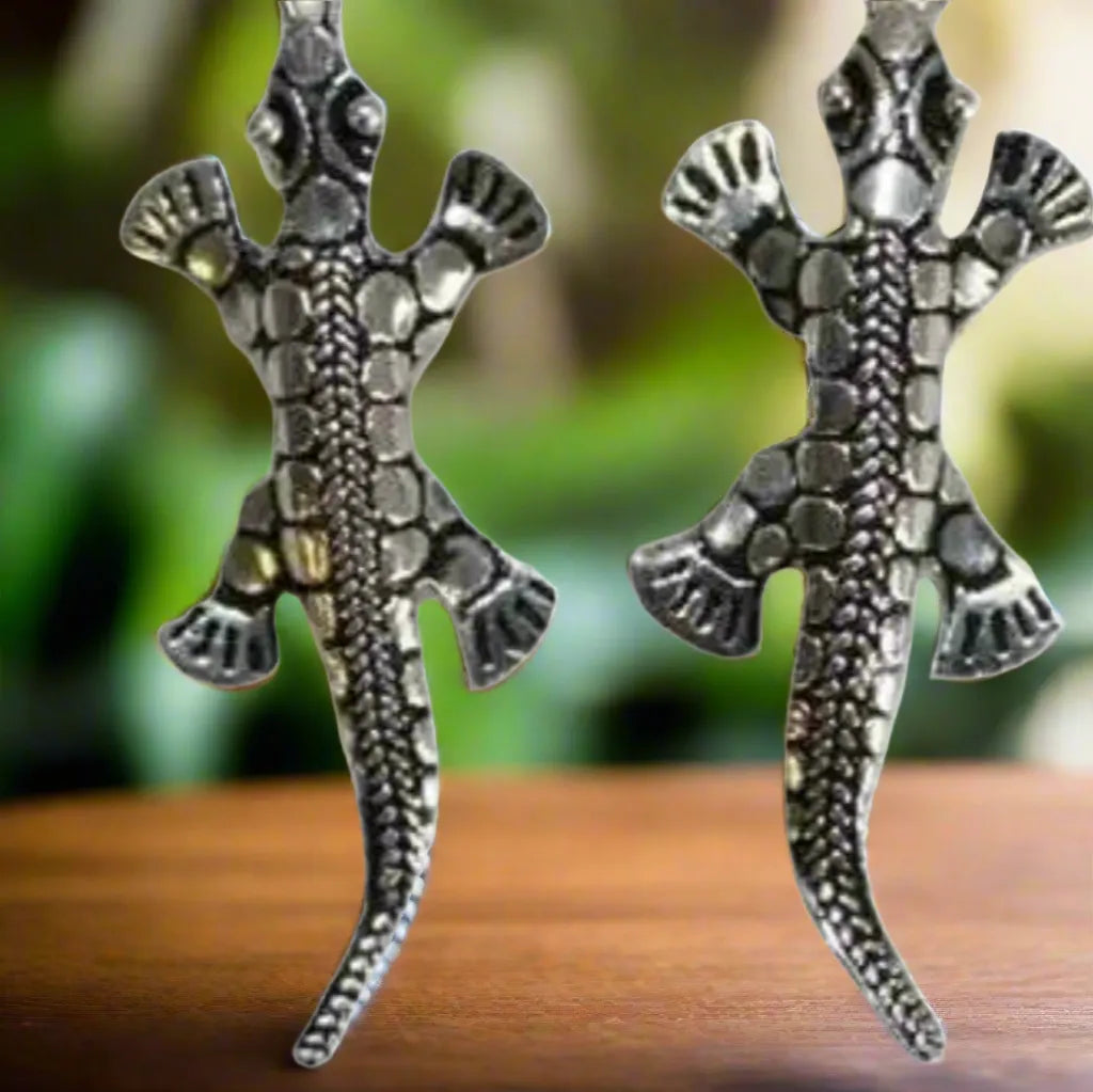 Ancient Wisdom Thai Silver Lizard Earrings - 925 Silver Geko Design Clothing & Accessories > Jewellery & Watches > Earrings > Womens Earrings > Drop Earrings > Thai Silver Lizard Earrings emmy-jane-boutique.myshopify.com