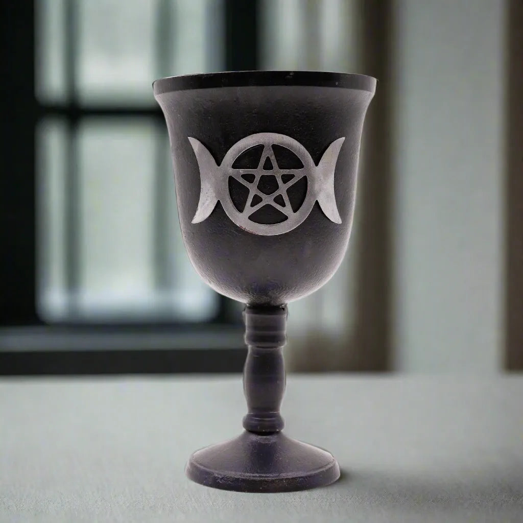 Ancient Wisdom Iron Ritual Goblet - Triple Moon - 20x11cm Ritual Chalice Religious & Ceremonial > Religious Items > Ritual Chalices > Iron Ritual Goblet - Triple Moon - 20x11cm Ritual Chalice emmy-jane-boutique.myshopify.com