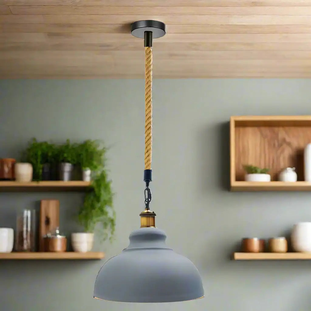 LEDSone Vintage Rope Hanging Lamp - Grey Industrial Pendant Light Home & Garden > Lighting > Lighting Fixtures > Ceiling Light Fixtures > Grey Ceiling Lights > Retro Industrial Ceiling Pendant Lights > Vintage Rope Hanging Lamp > Grey Industrial Pendant Light emmy-jane-boutique.myshopify.com