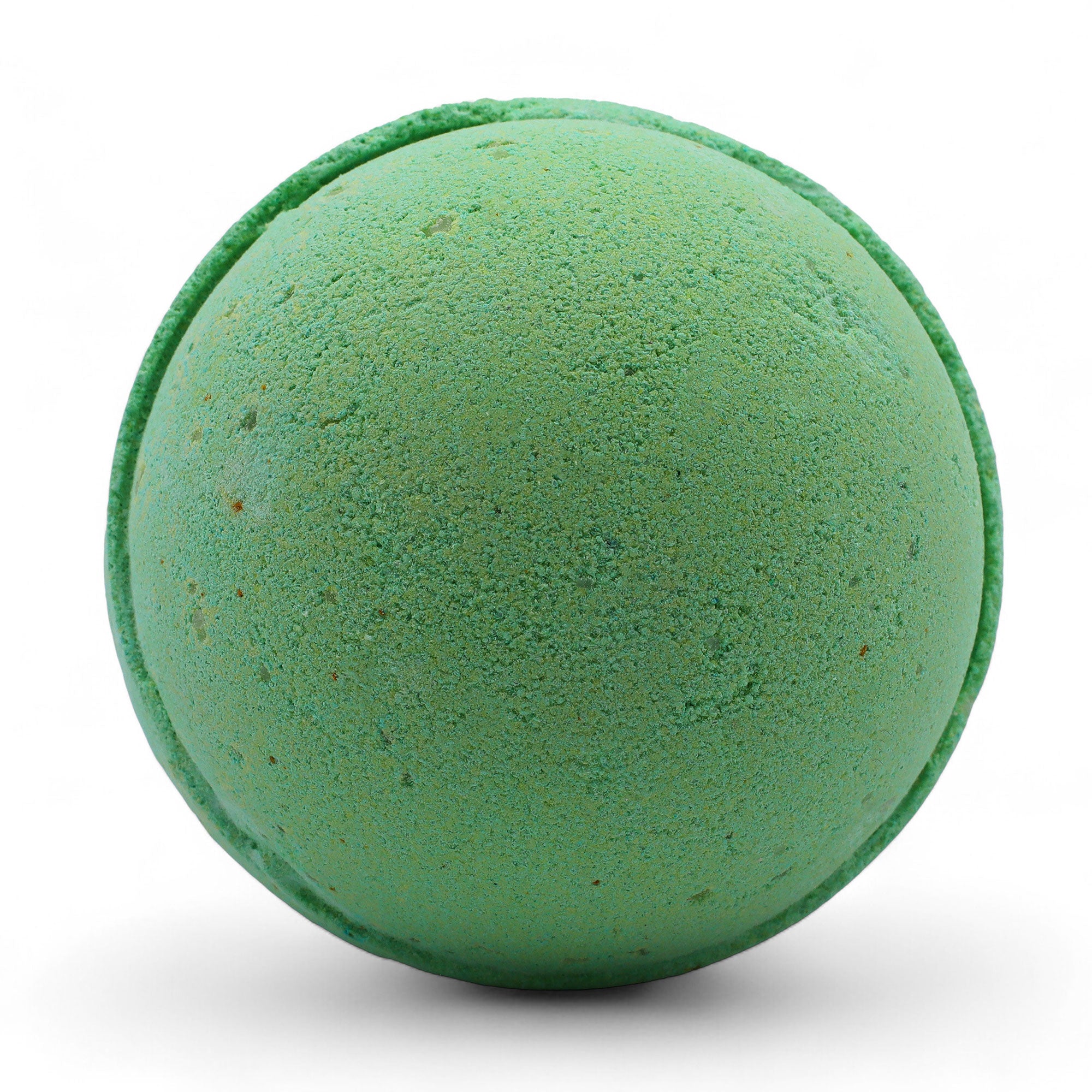 Green bath bomb on a white background