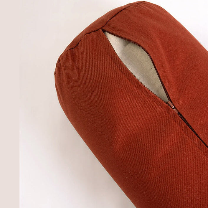 Brown fabric pouch with a zipper on a white background